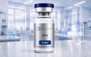 KPV research material vial with wrapped metallic label marked For Research Purposes Only